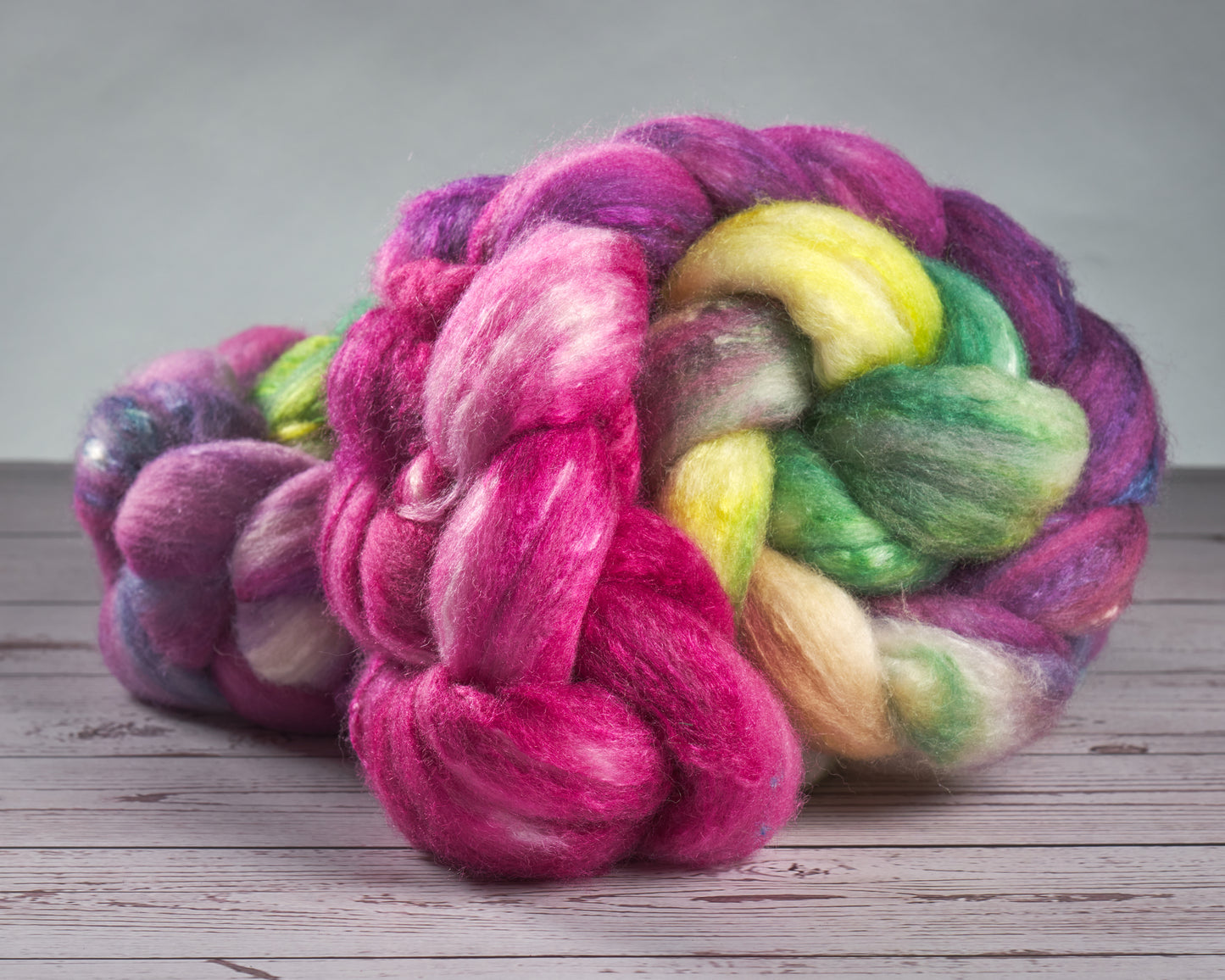 Polwarth and Tussah Silk Spinning Fiber - Clematis