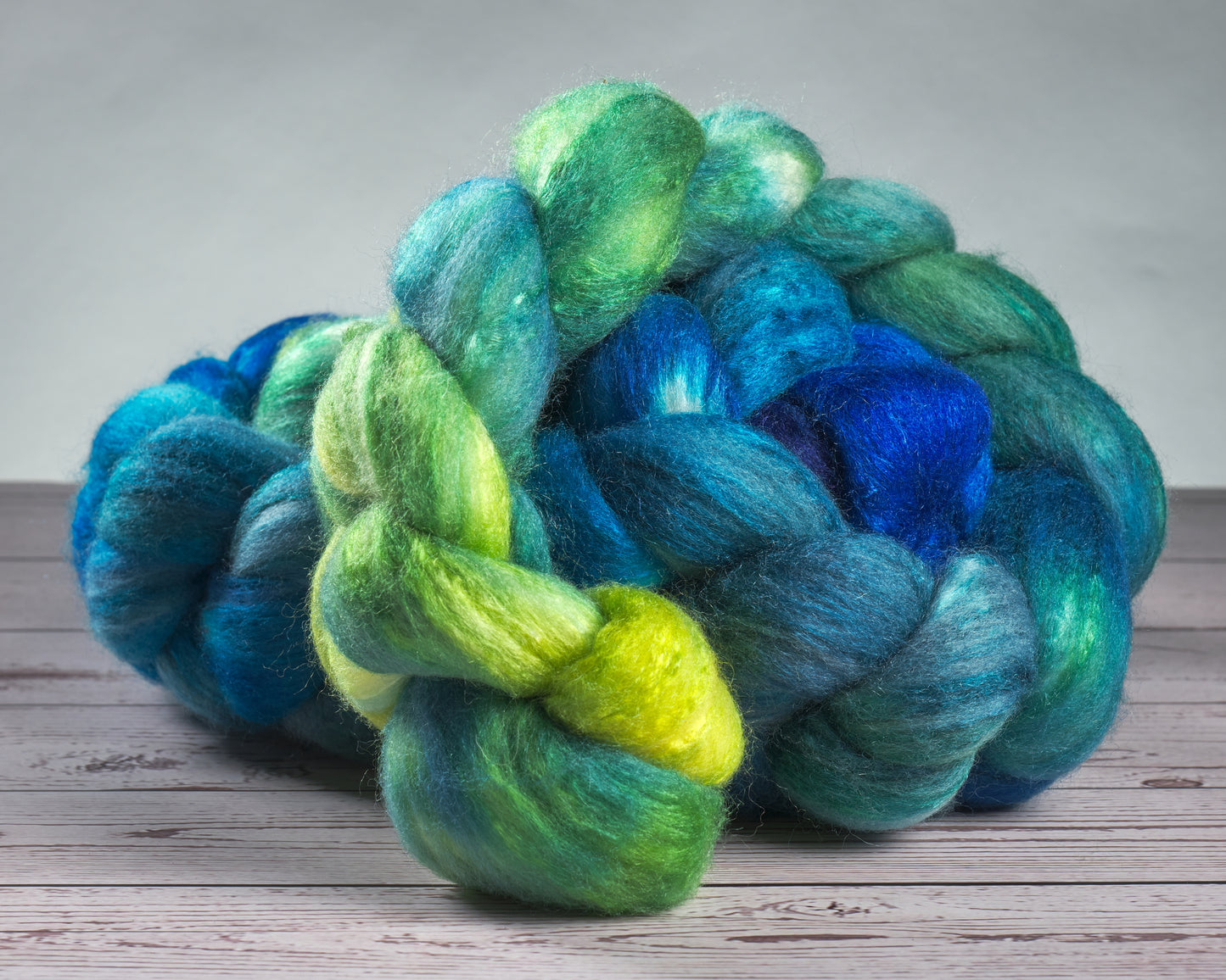 Polwarth and Tussah Silk Spinning Fiber - Mystic Seafoam