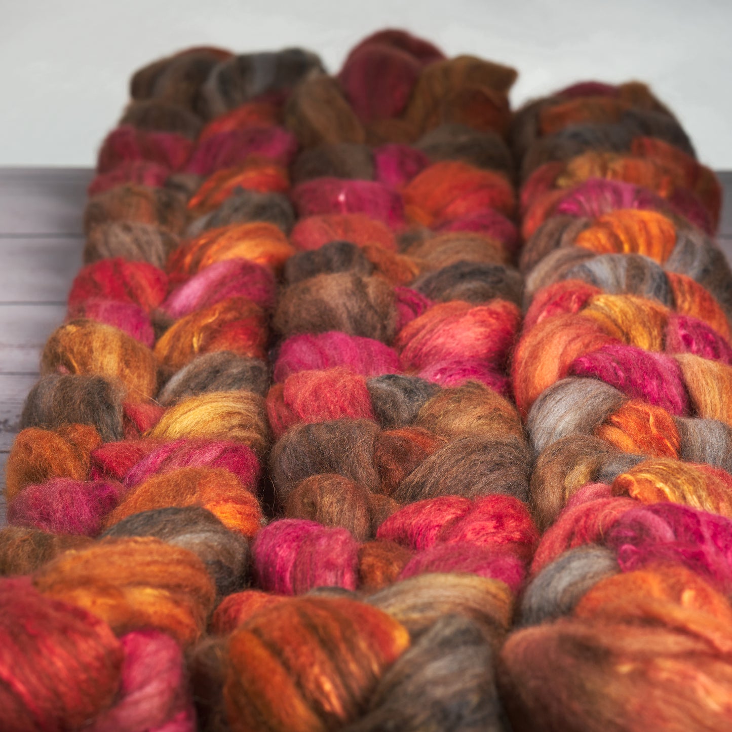 Merino Alpaca Camel and Mulberry Silk Spinning Fiber - Apple Picking Time