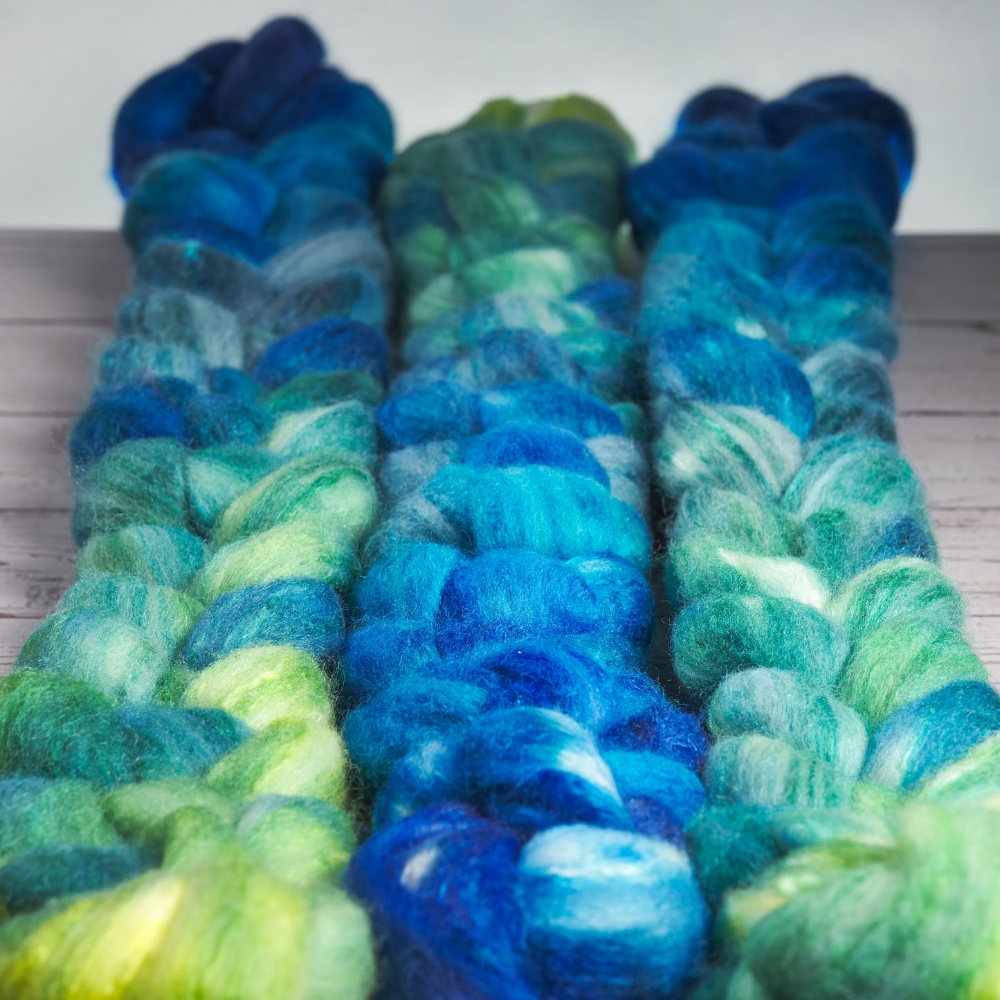 Polwarth and Tussah Silk Spinning Fiber - Mystic Seafoam