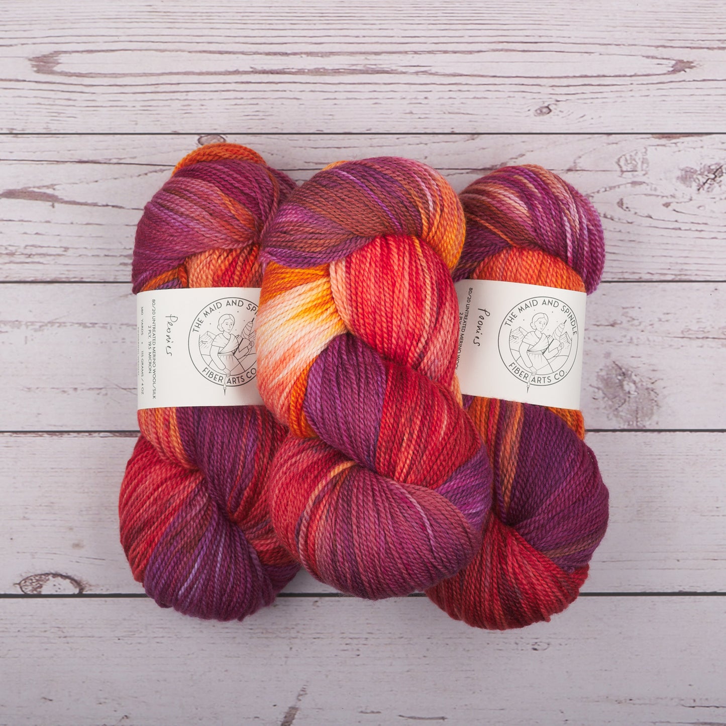 Merino Silk Fingering Yarn - Peonies