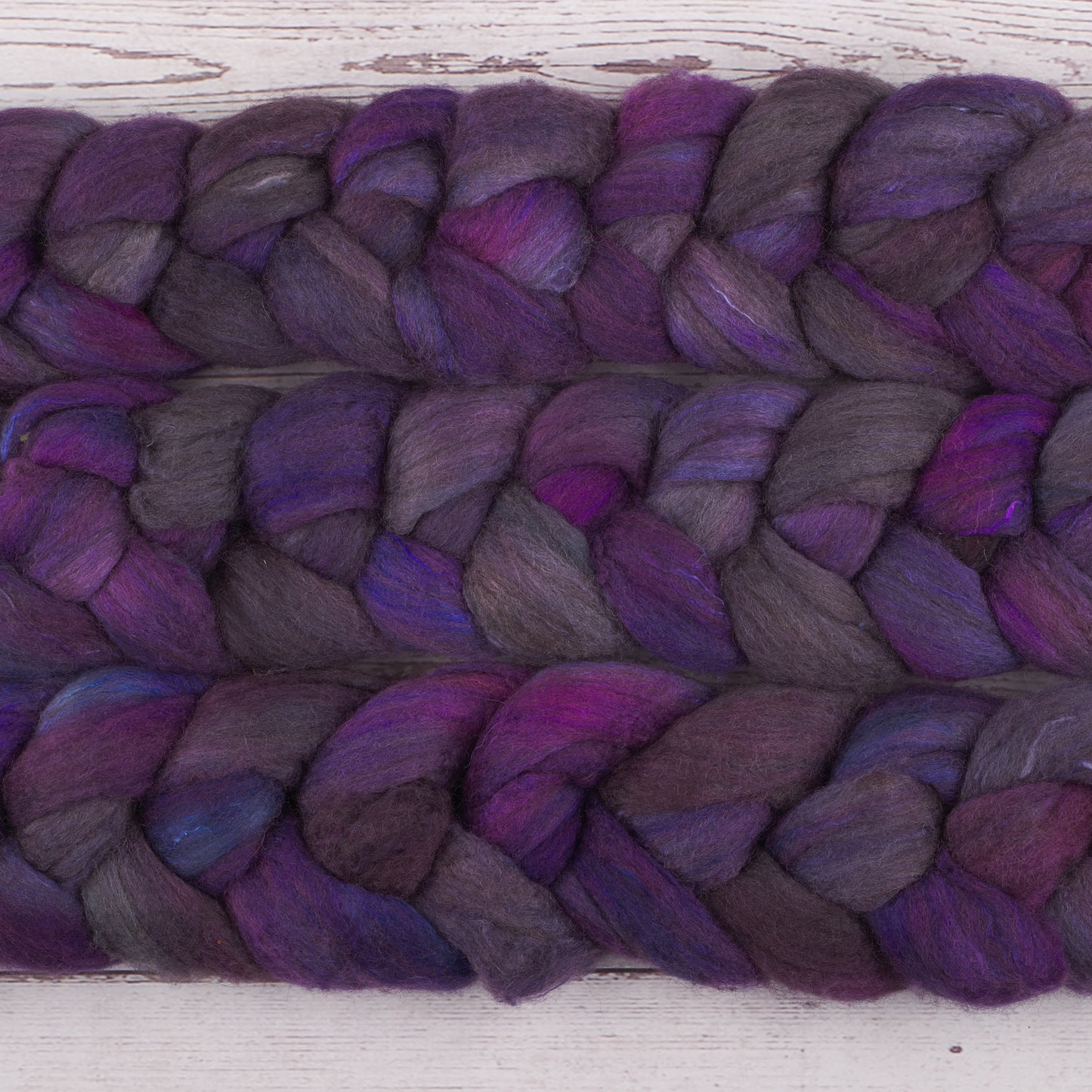 Polwarth, Yak, and Mulberry Silk Spinning Fiber - Stormy Lilac