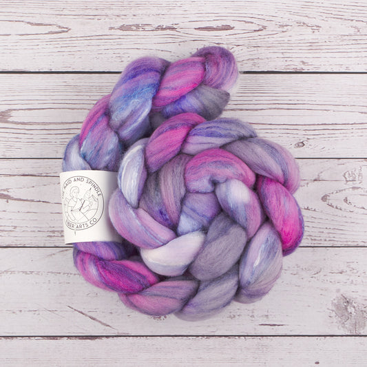 Merino and Tussah Silk Spinning Fiber - Smoky Lilac